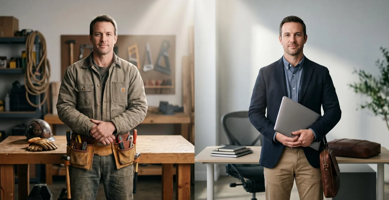 Deux professionnels indépendants côte à côte, symbolisant les différents niveaux de risque et de protection en micro-entreprise