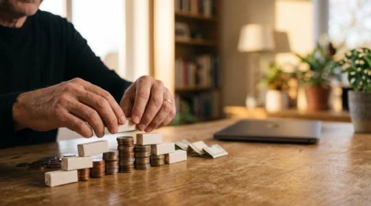 Entrepreneur solitaire preparant sereinement sa reserve financiere avant de lancer son activite