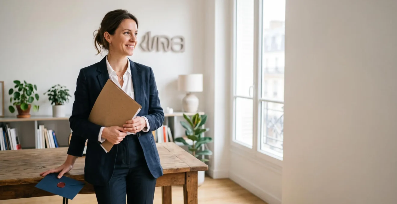Illustration symbolique d'un entrepreneur français accomplissant les démarches administratives doubles pour devenir agent commercial en micro-entreprise