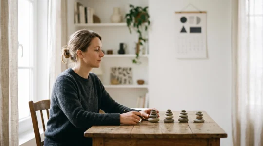 Entrepreneur independant reflechissant a ses revenus annuels pour valider ses trimestres de retraite