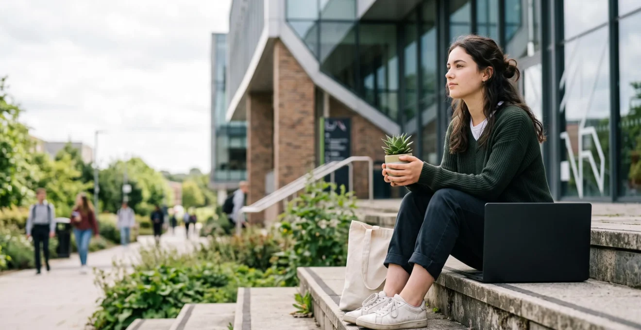 Jeune entrepreneur étudiant en équilibre entre ses études et la création de son entreprise