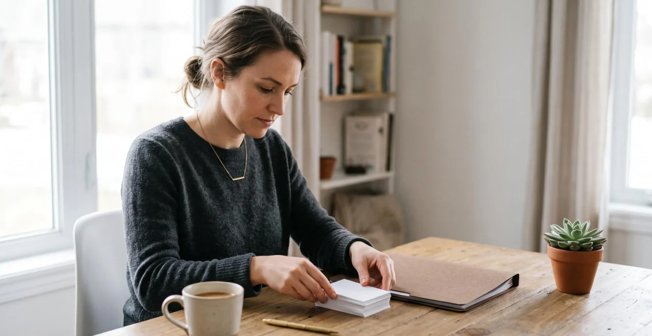 Entrepreneur français préparant les documents de création de sa micro-entreprise sur un bureau lumineux