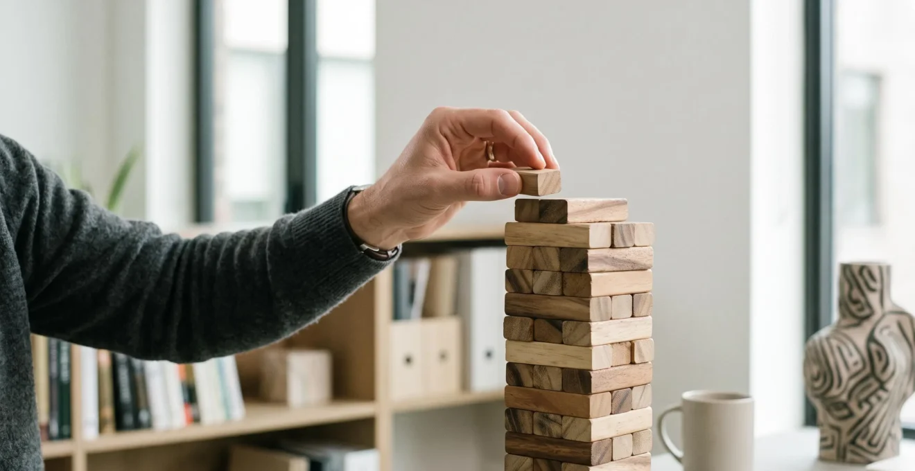 Entrepreneur mesurant symboliquement la croissance de son activité face à un seuil invisible, illustrant le dépassement des plafonds de la micro-entreprise